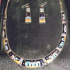 Vintage Native American Necklace & Earrings (Starry Night Village)